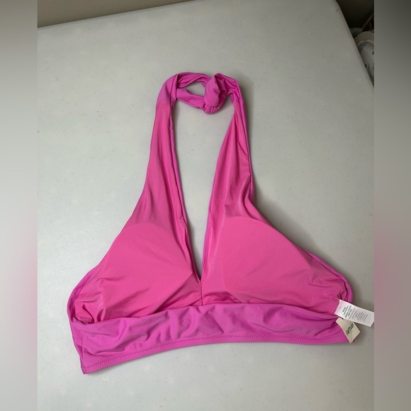 2/$30 Aerie Crossover Keyhole Halter Bikini Top Hot Pink Size Large NWT - Picture 4 of 5